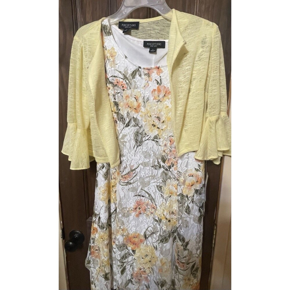 Size Small Perceptions New York Floral Print Lace Dress With 3/4 Sleeve Sweater - Picture 5 of 7